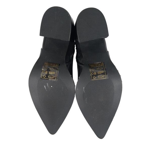 NWOT! QUPID! BLACK VEGAN LEATHER ANKLE BOOTS W/GOLD MICRO STUDDED TOE! SZ 5.5M - Picture 9 of 10